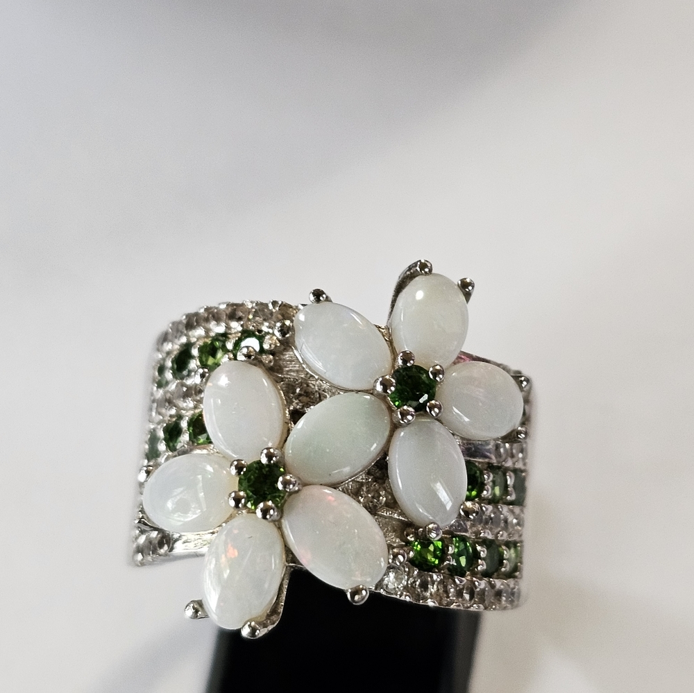 Genuine Australian Opal & Green Tsavorite Garnets in Solid Sterling Silver! ✨️ - Picture 3 of 10